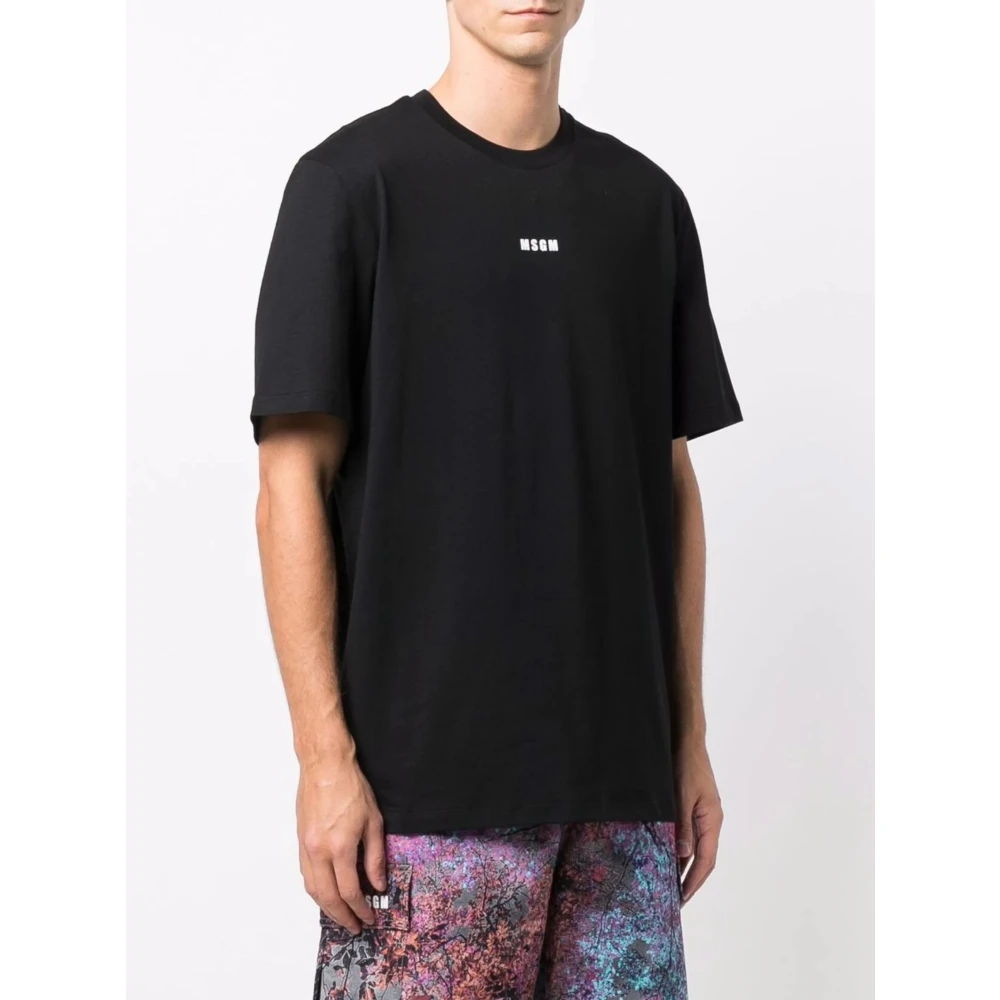 Msgm Zwart Mini Logo T-shirts en Polos Black Heren