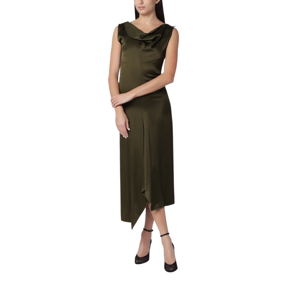 Victoria Beckham Draped Tailored Midi Dress - Female - Midi Dresses - Green - Xs - Dresses