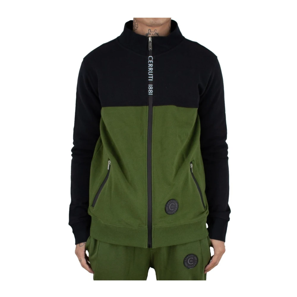 Cerruti 1881 Zwarte Zip Sweater Argeles Green Heren