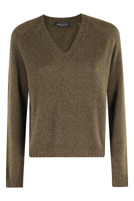 pull-vert-militaire-col-en-v