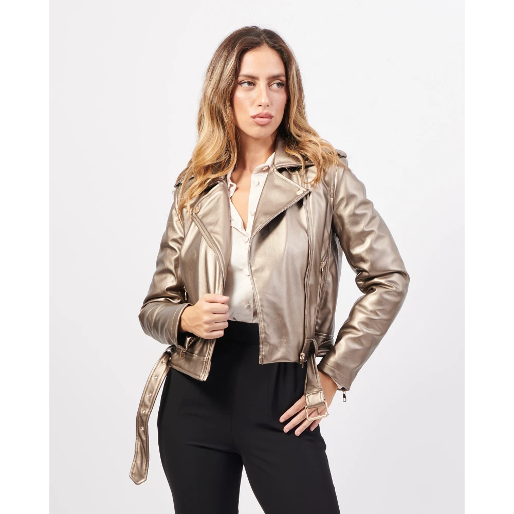 Gaudi Bruine Bikerjas met Reverskraag Brown Dames