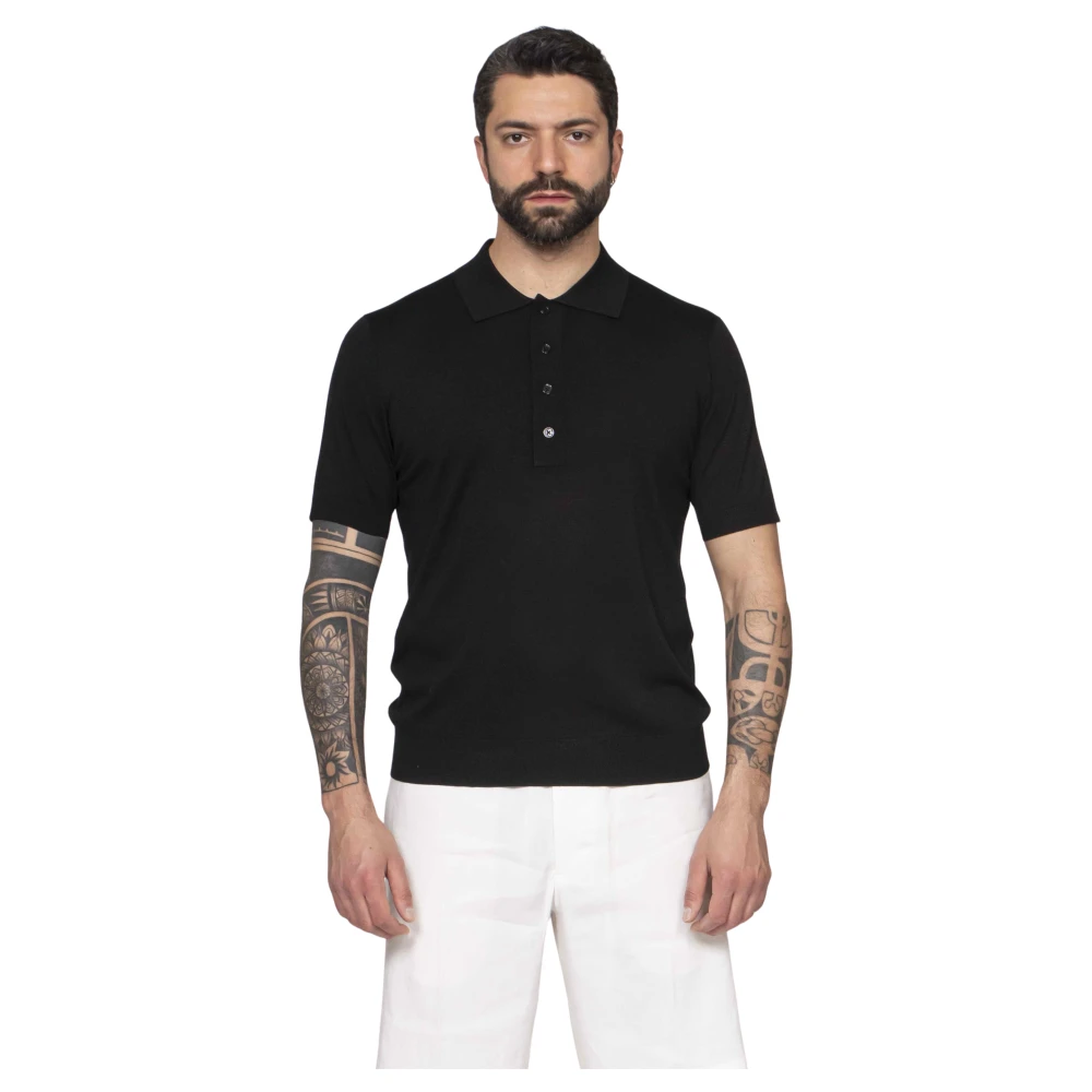 Paolo Pecora Black Polo Shirts, Male, Xl, Polo In Seta