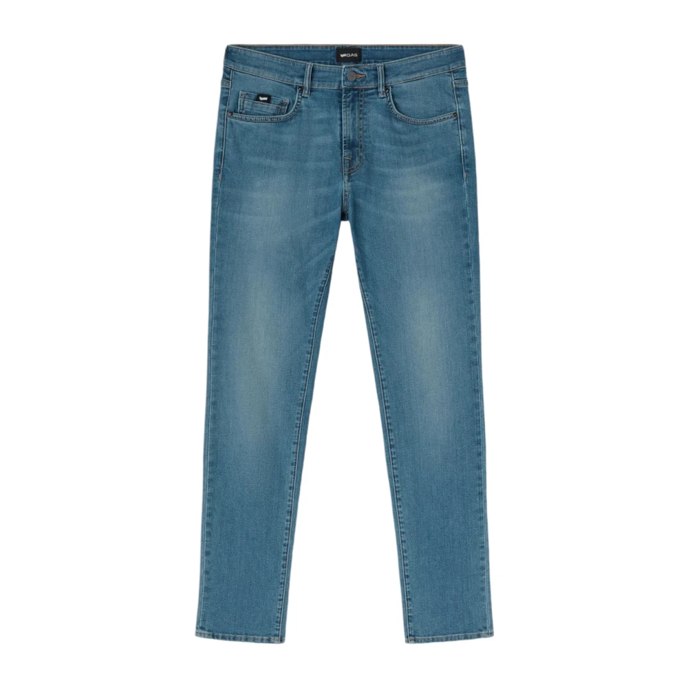 GAS Slim Fit Stone Wash Jeans Blue Heren