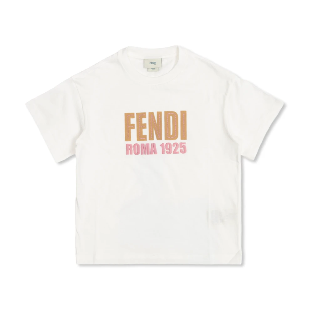 Fendi Unisex Kids White Logo T-Shirt - Kids Short Sleeve T-Shirts - 10 Y - Kids