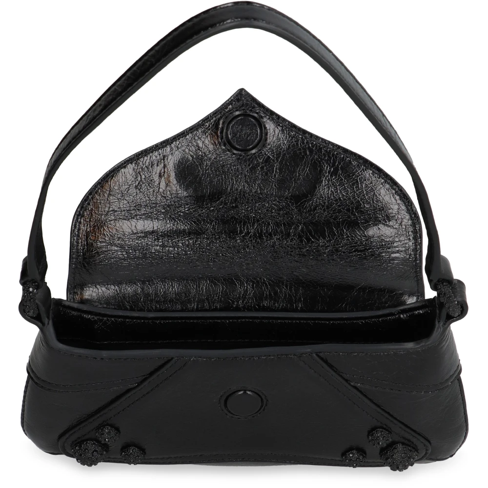 pinko Vintage Leren Tas met Magnetische Flap Black Dames