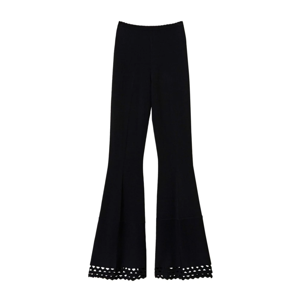 Twinset Zwarte broek met geschulpte rand Black Dames