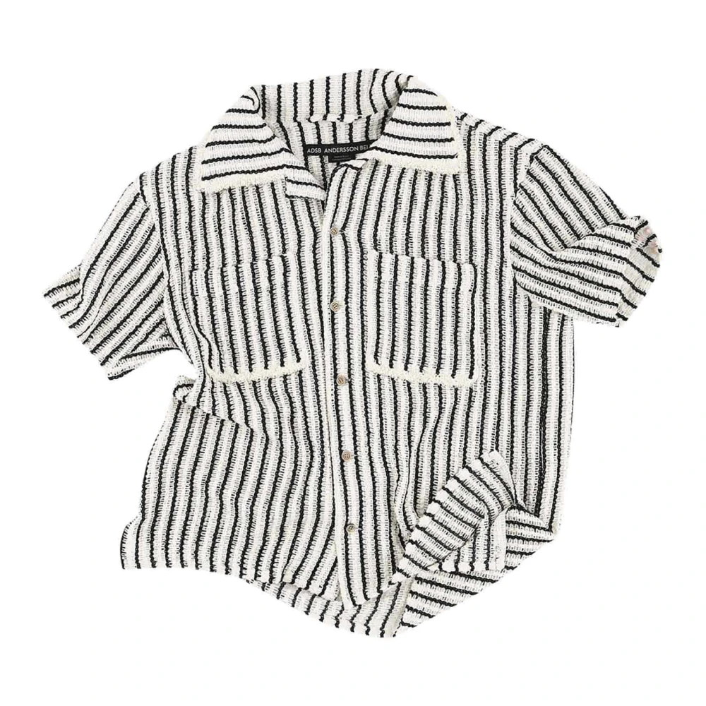 Andersson Bell Wit Opengebreid Bowling Shirt Black Heren