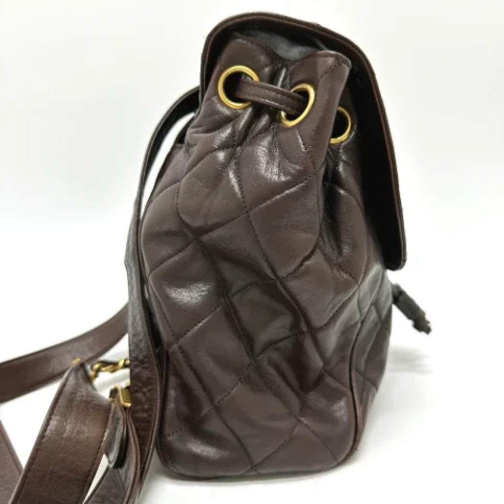 Chanel Vintage Pre-owned Leather backpacks Brown Dames