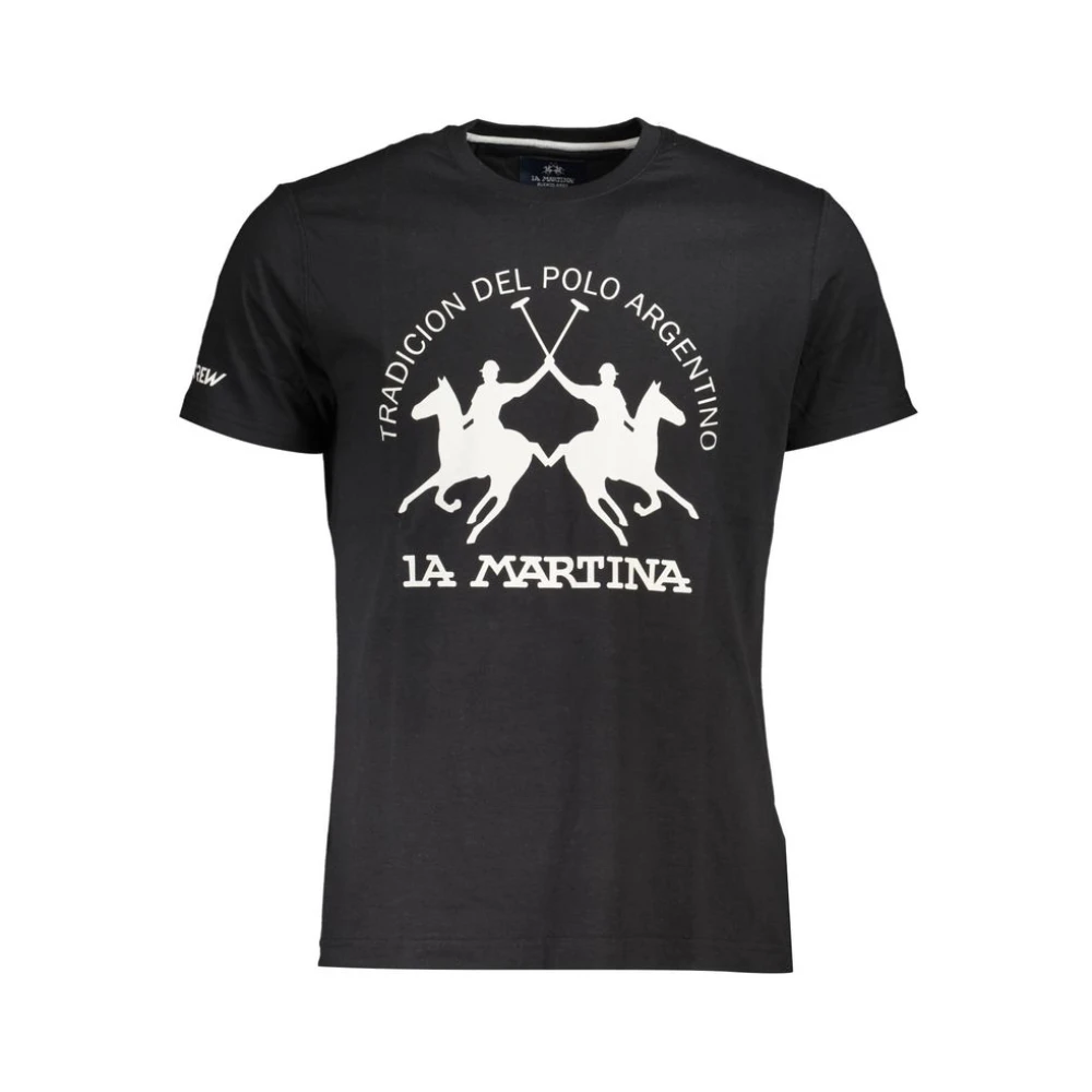 La Martina , T-Shirts, Male, Black, Xl, Black Cotton Men T-Shirt