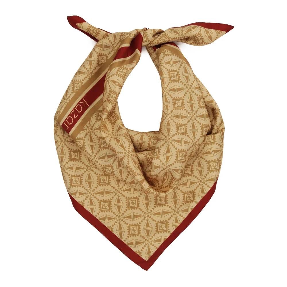 Kazar Beige zijden sjaal met het patroon van de auteur Beige Dames