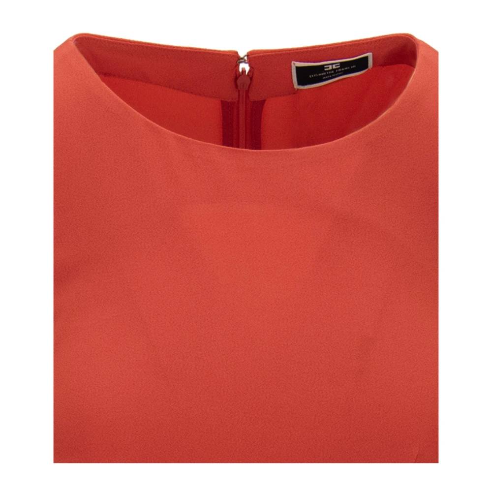 Elisabetta Franchi Jurk met Korte Mouwen Rits en Haak Orange Dames