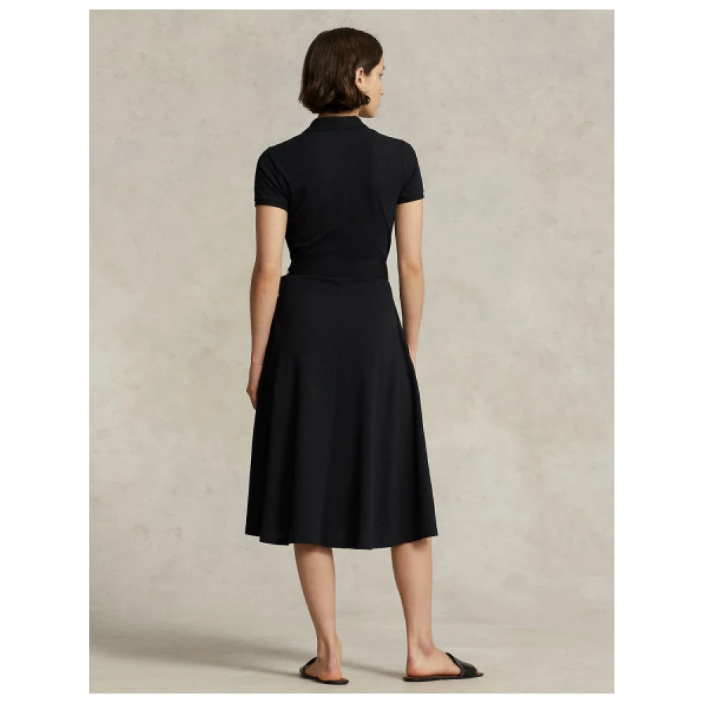 Polo Ralph Lauren Korte Mouw Gebreide Jurk Black Dames