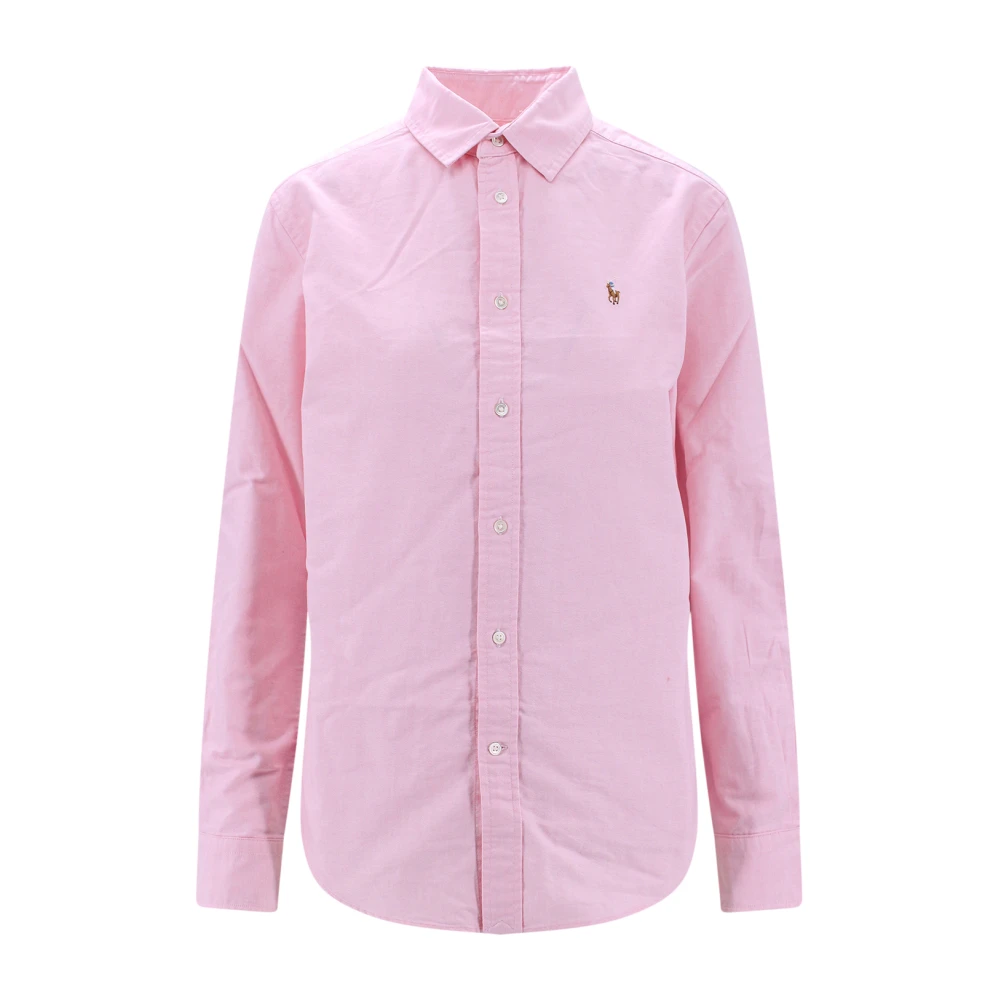 Ralph Lauren Roze Katoenen Blouse met Klassieke Kraag Pink Dames