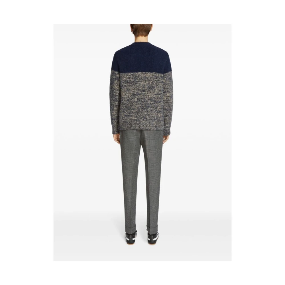 Dries Van Noten Antraciet Wol Ruit Patroon Riem Broek Gray Heren