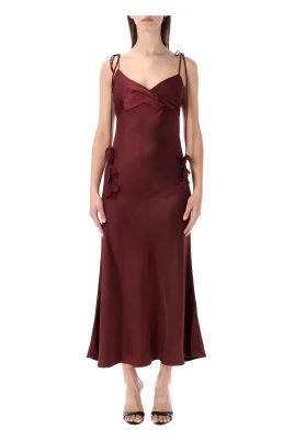 Satin Flower Long Dress