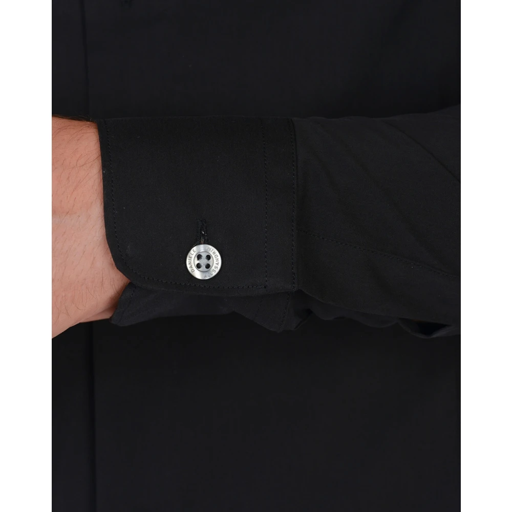 Daniele Alessandrini Slim Fit Basic Overhemd Black Heren