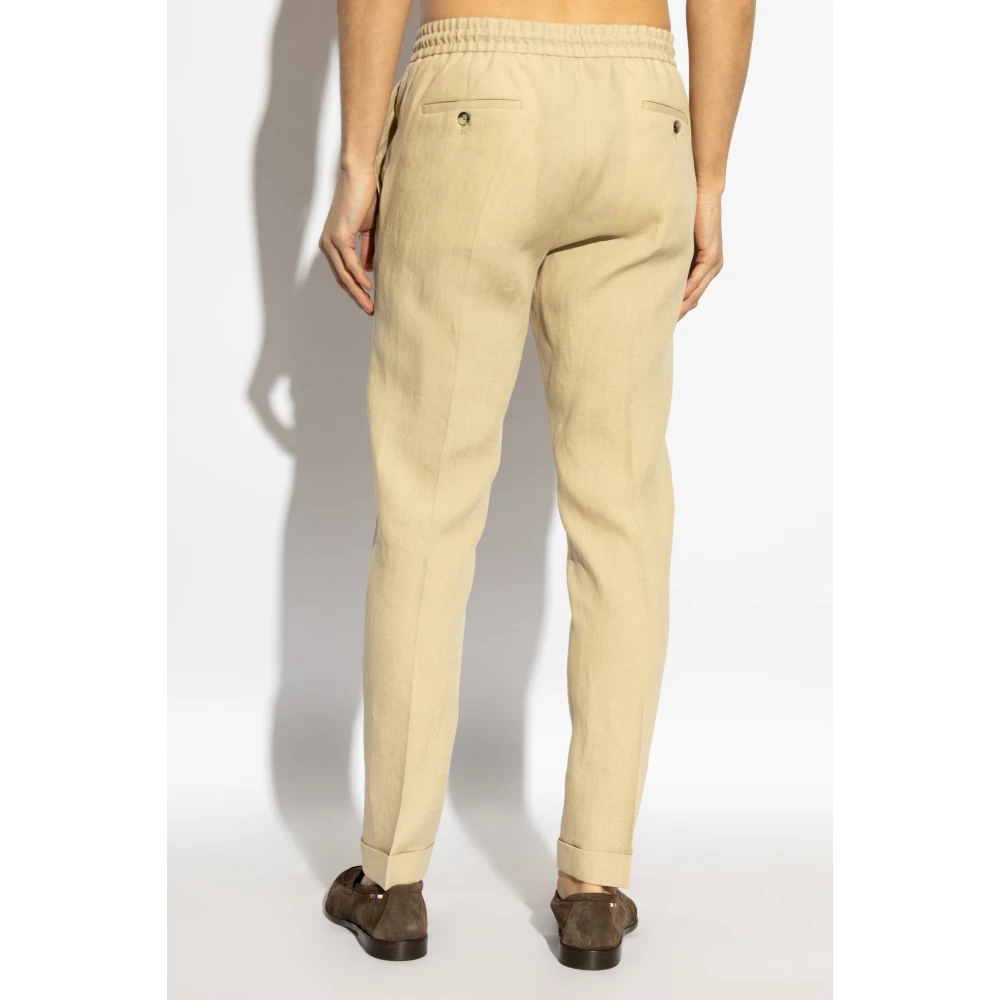Paul Smith Linnen broek met vouw Beige Heren