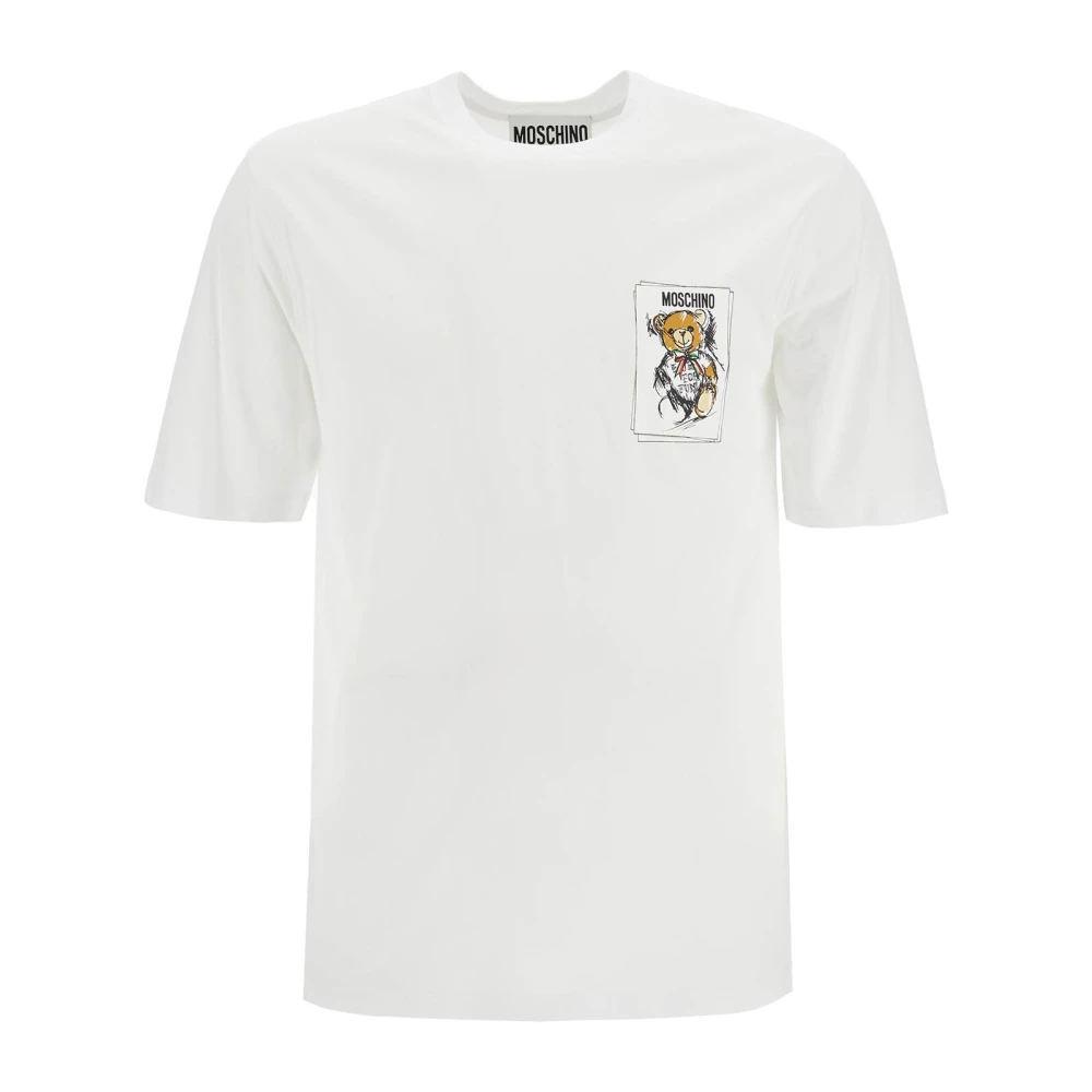 Moschino Teddybeermotief Crew Neck T-shirt White Heren