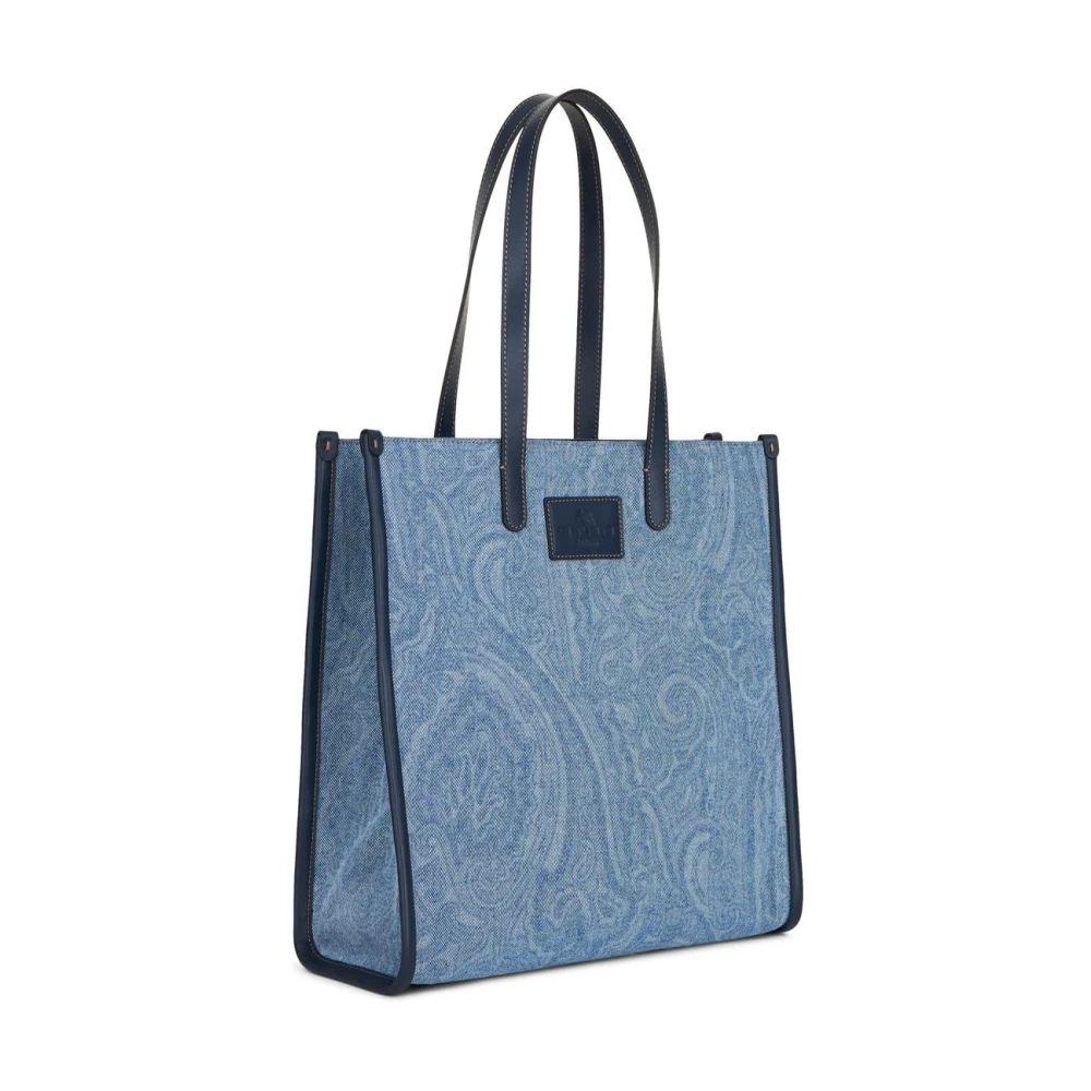 ETRO Denim Shopper met Amebas Patroon Blue Heren