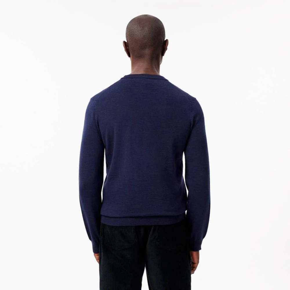 Lacoste Blauwe Geribbelde Trui met Krokodillenlogo Blue Heren