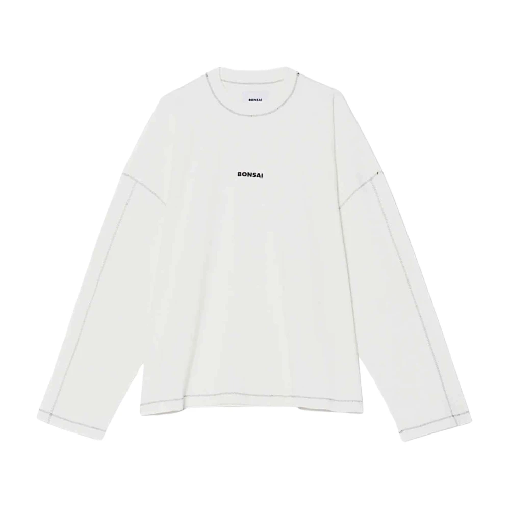 Bonsai Witte Box Logo Longsleeve Shirt White Heren