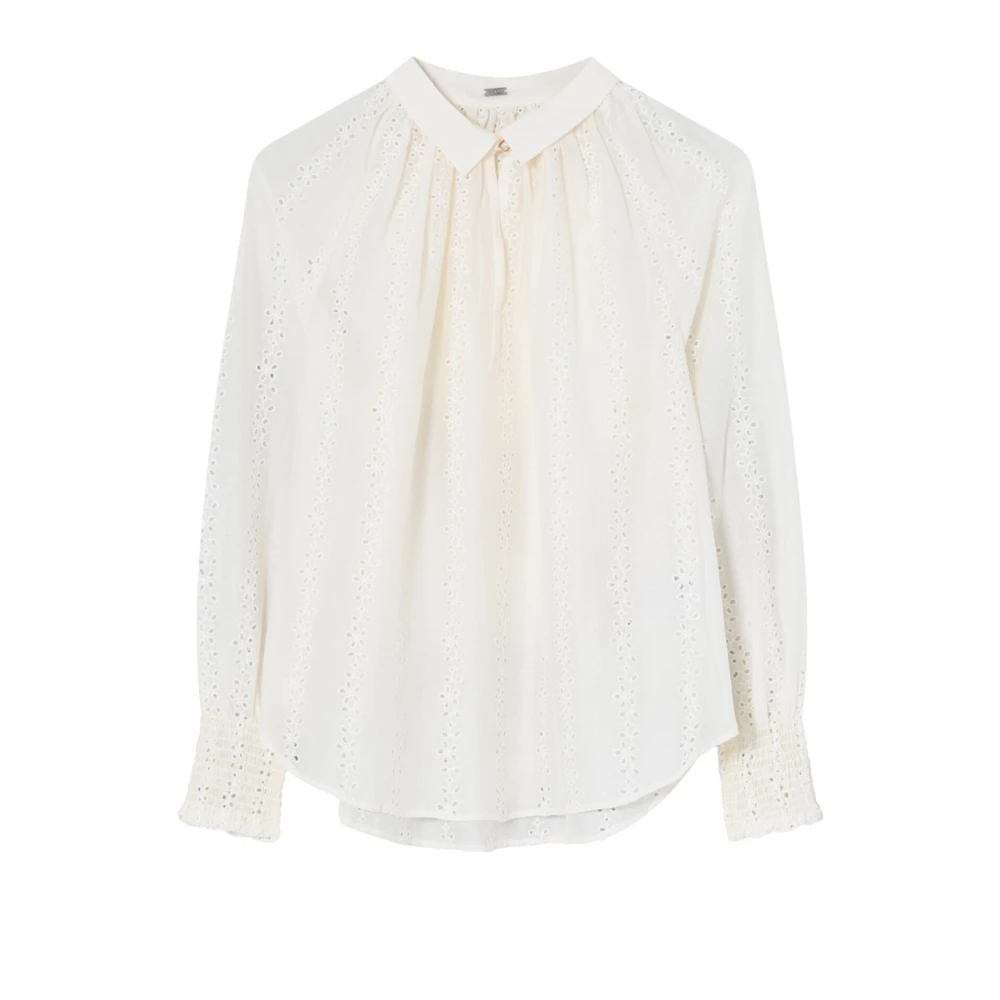 Gustav Feminine Blouse met V-hals en Smock-manchetten Beige Dames
