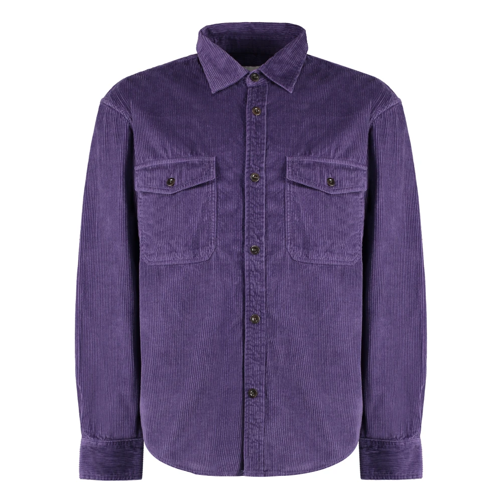 Gant Corduroy Shirt met Voorflapzakken Purple Heren