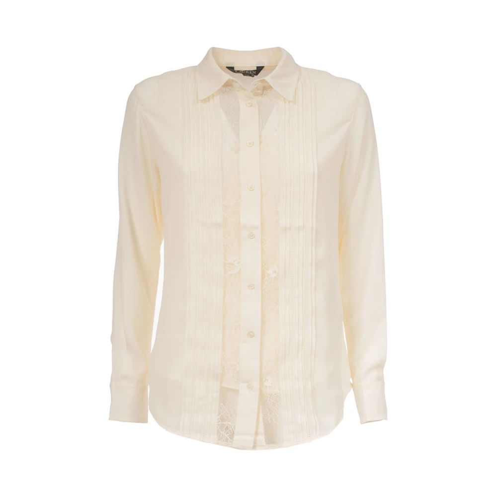 Ralph Lauren Återvunnen polyester skjorta med främre broderi White, Dam