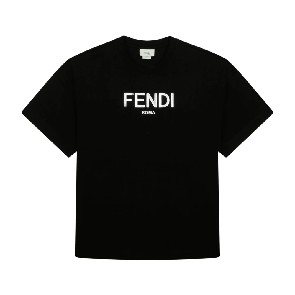 Fendi Boys Black Logo-Print Cotton T-Shirt