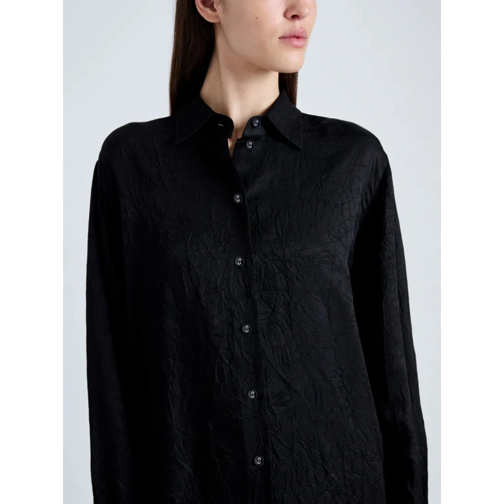 Proenza Schouler Gekreukelde Flou Hall Shirt Black Dames