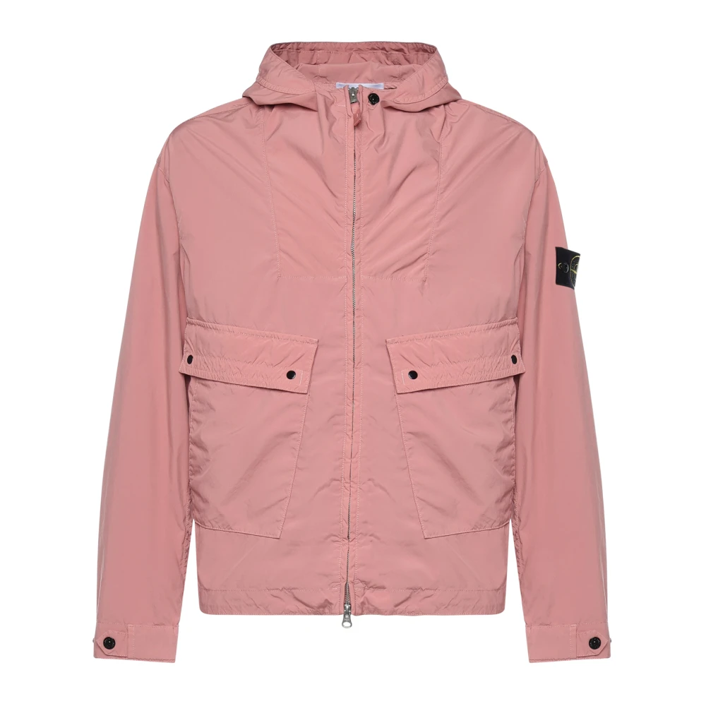Stone Island Men's Pink Light Jackets, Xl, Light Compact Touch Poly-Tc Jacket