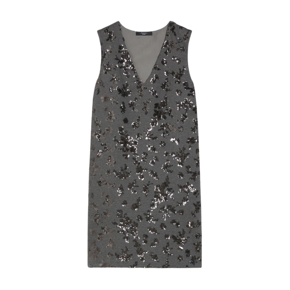 Max Mara Weekend Sprankelende Gebreide Jurk met Zakken Gray Dames