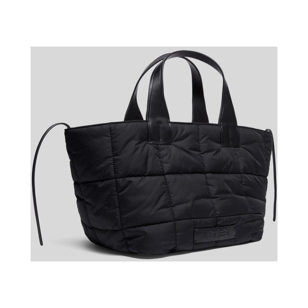 Aspesi Nylon Gewatteerde Shopper Tas Black Dames