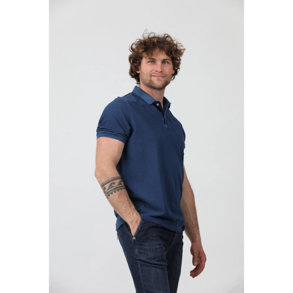 Gran Sasso Heren Polo Tennisshirt Blue Heren