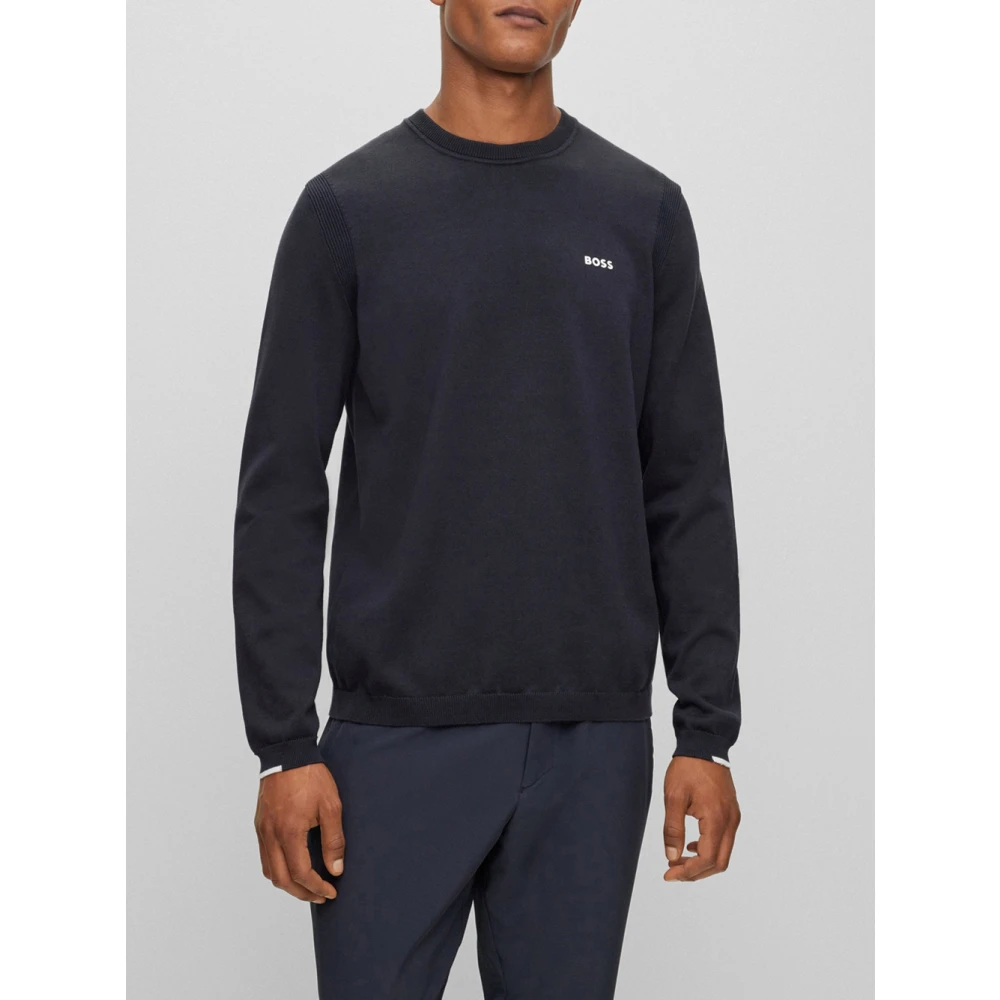 Hugo Boss Donkerblauwe Katoenen Trui Blue Heren
