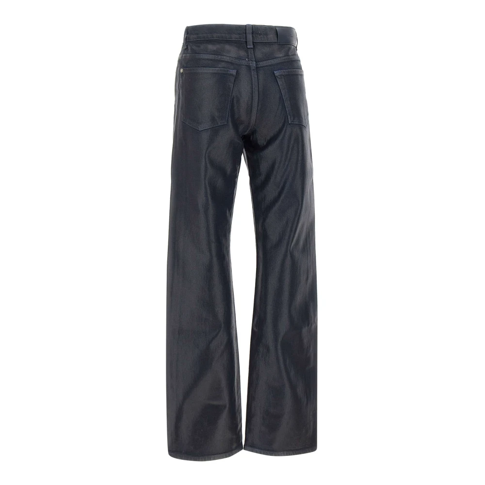 7 For All Mankind Midnight Blue Coated Denim Straight Leg Jeans Blue Dames
