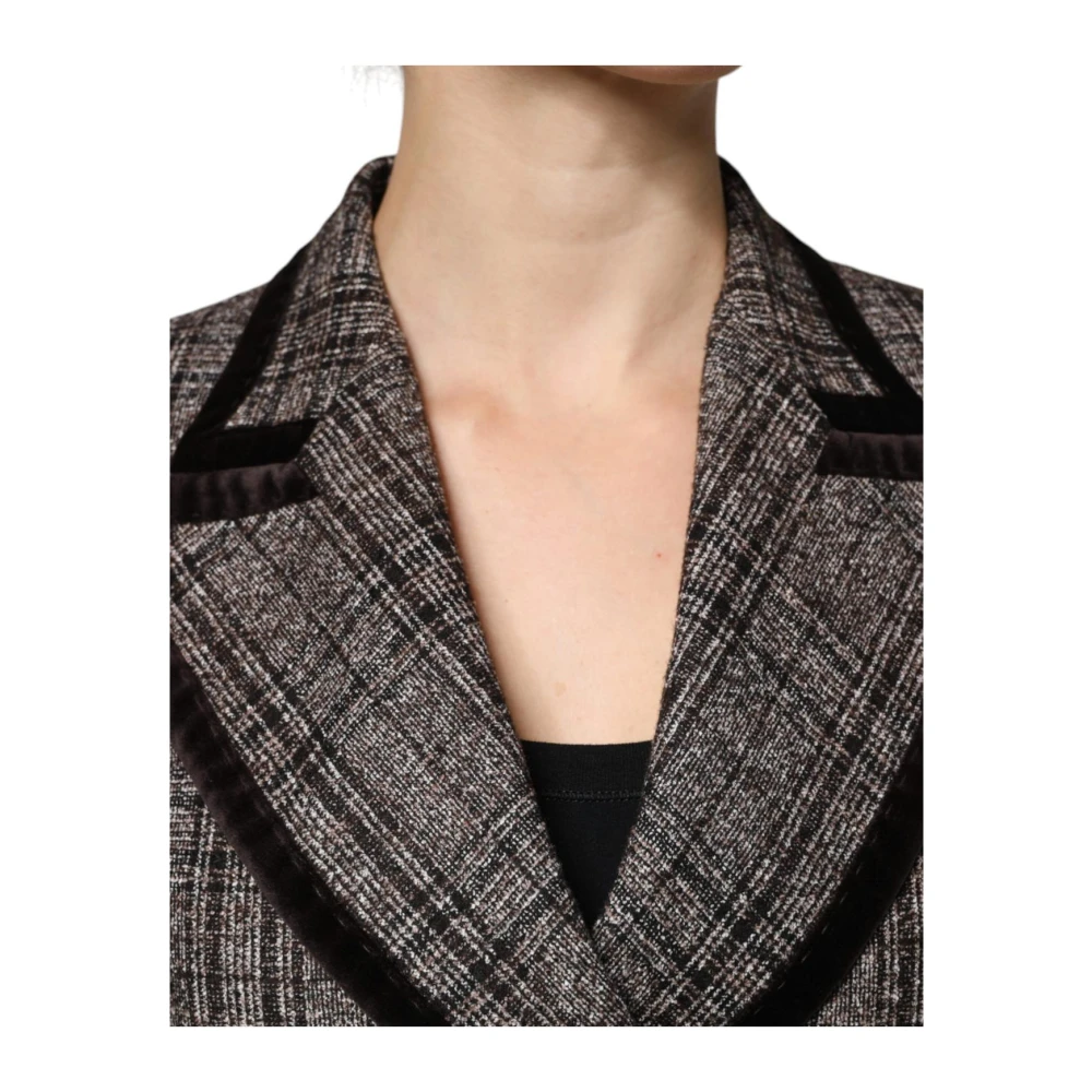Dolce & Gabbana Geruite Geknipte Blazer Model Jkt3275 Brown Dames