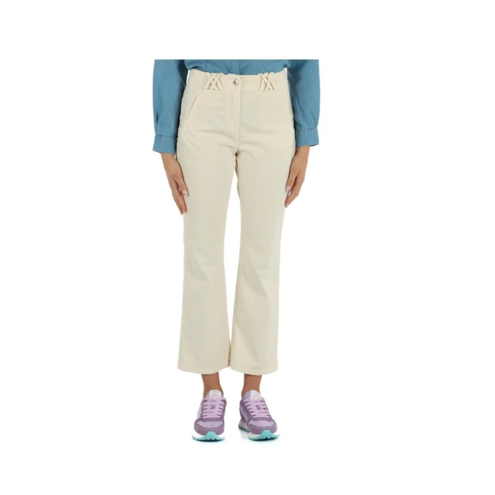 Pennyblack Katoenen Broek Grijs Label Beige Dames