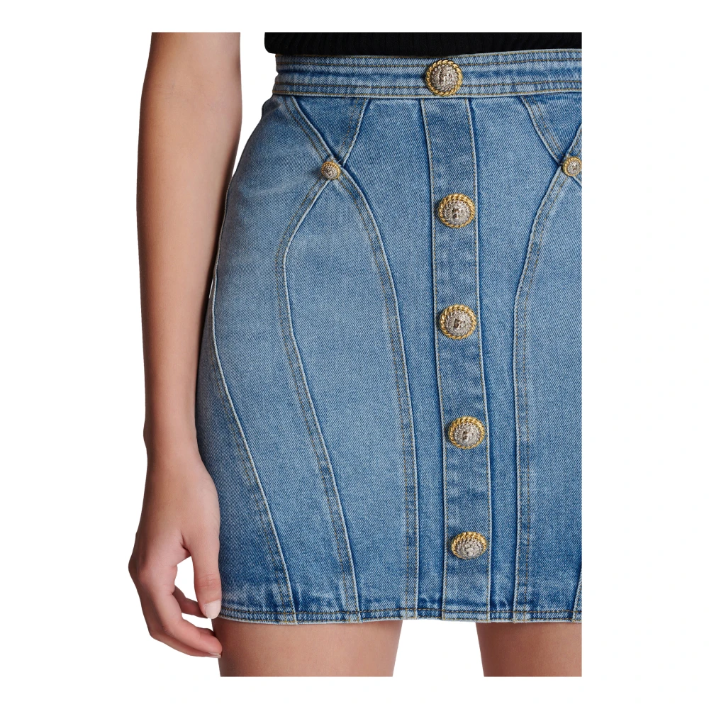 Balmain Geknoopte denim rok Blue Dames