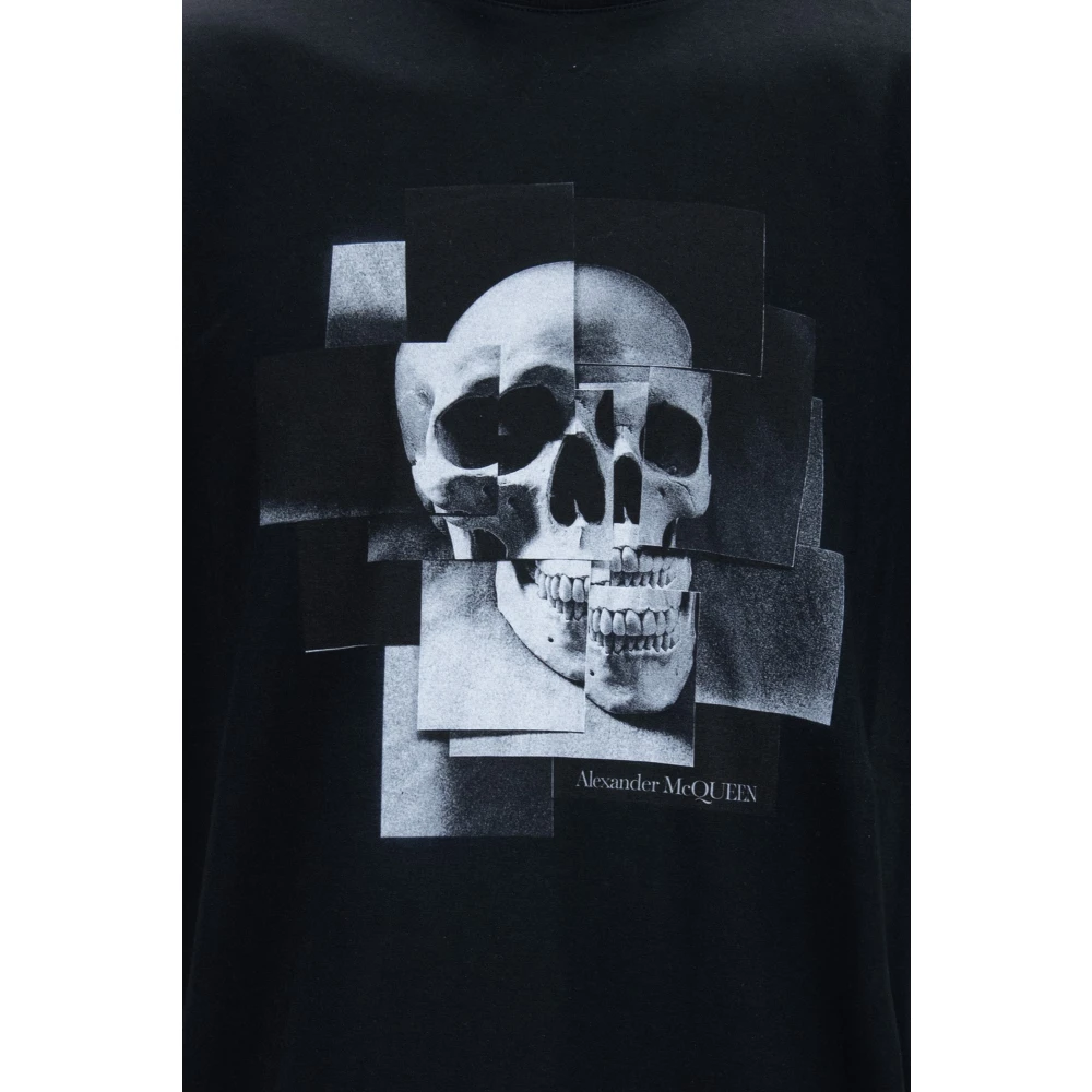 alexander mcqueen Heren Grafische Print Katoenen T-Shirt Black Heren