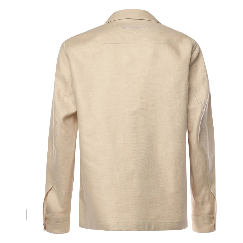 Ermenegildo Zegna Beige Linnen Jas met Zakken Beige Heren