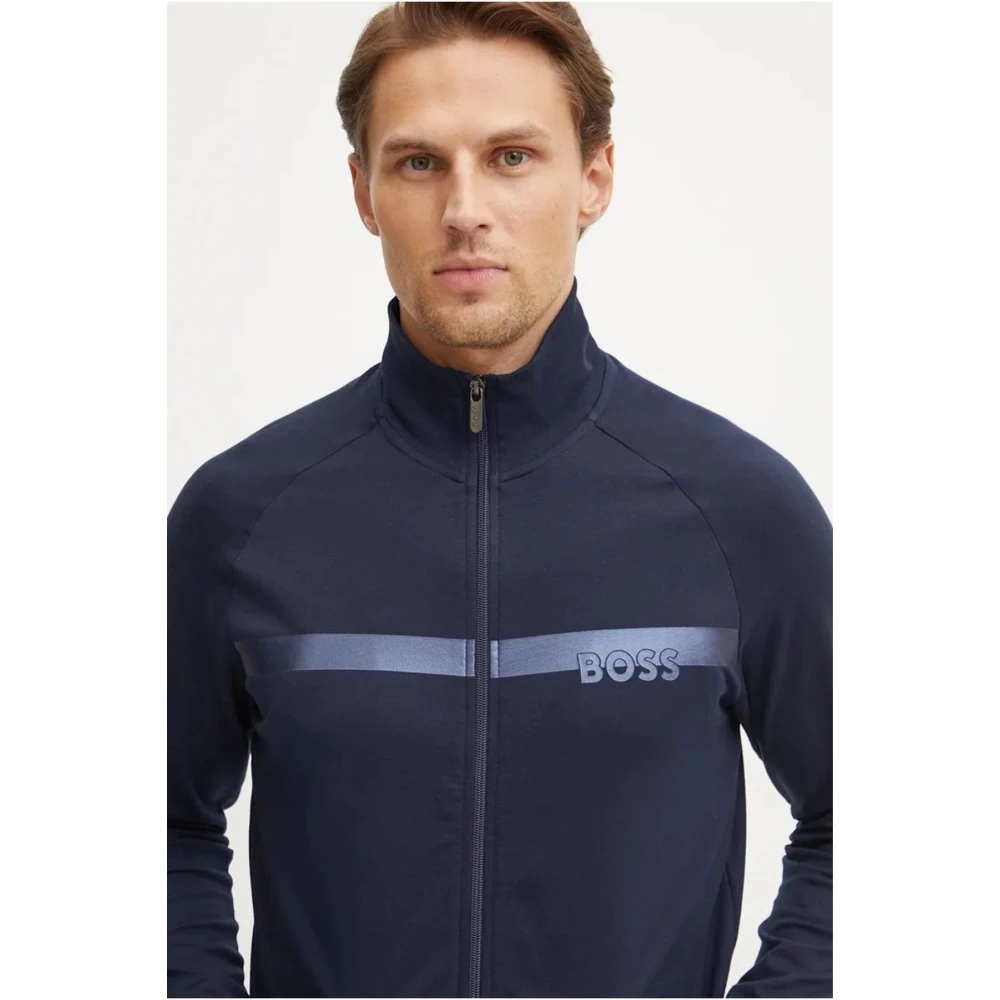 Hugo Boss Katoenen Trainingsjack Blauw Regular Fit Blue Heren