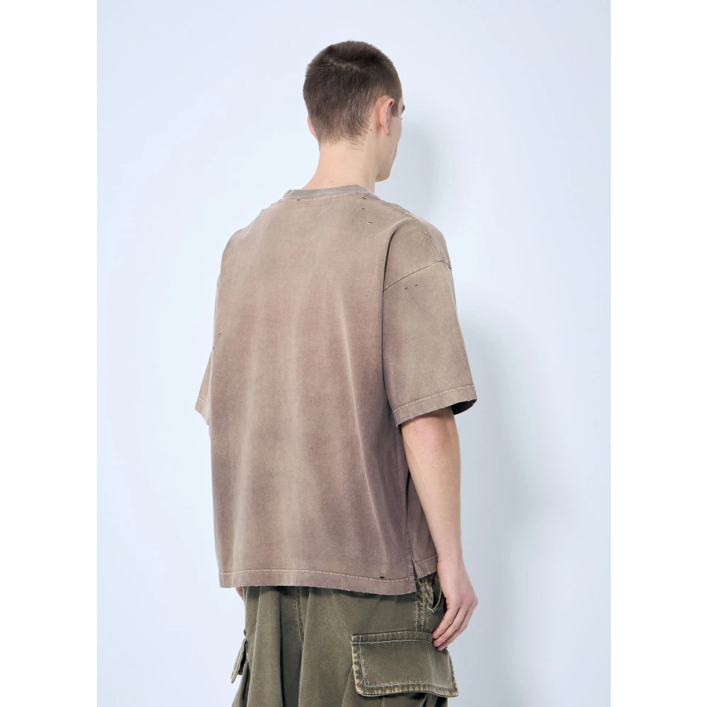 Mihara Yasuhiro Versleten Logo Geborduurd T-shirt Brown Heren