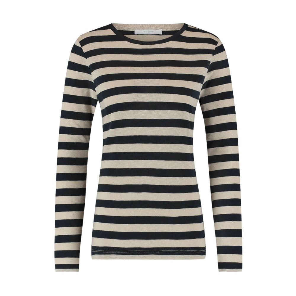 By-Bar Lange Mouw Gestreepte Basic Top Blue Dames