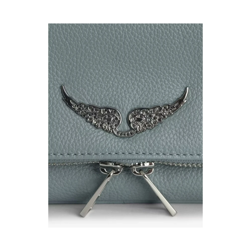 Zadig & Voltaire Grijze Leren Clutch met Strass Vleugels Gray Dames