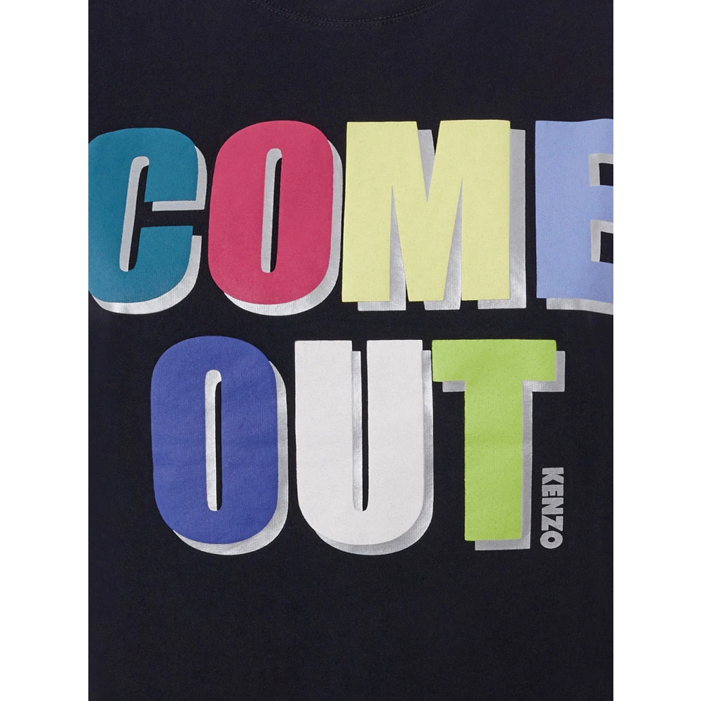 Kenzo Zwart Katoenen T-Shirt met Multicolor Come Out Print Black Heren