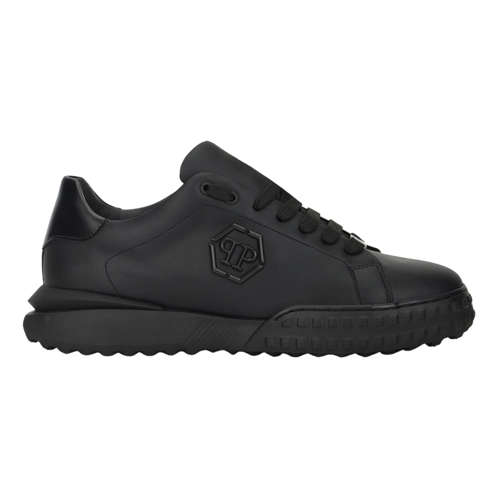 Philipp Plein Nappa Leren Lage Sneakers Hexagon unisex Schoenen Zwart