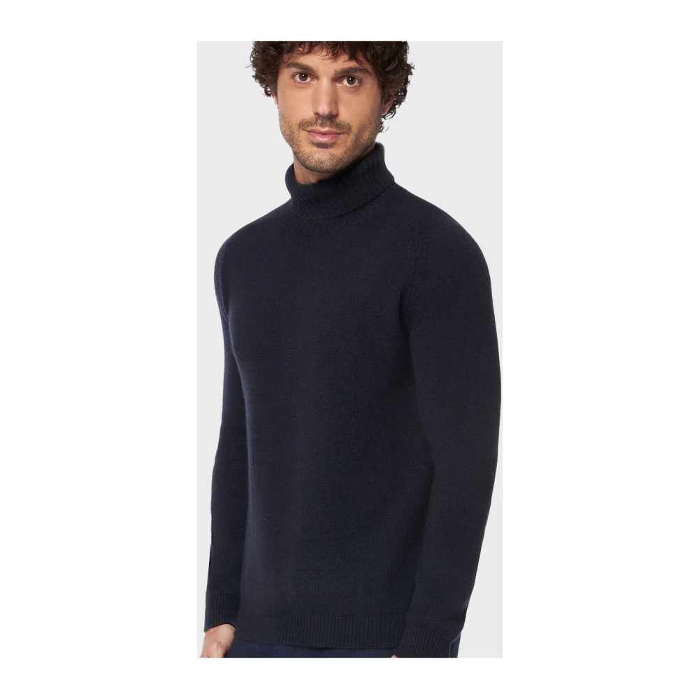 Boglioli Beige Cashmere Turtleneck Sweater Blue Heren