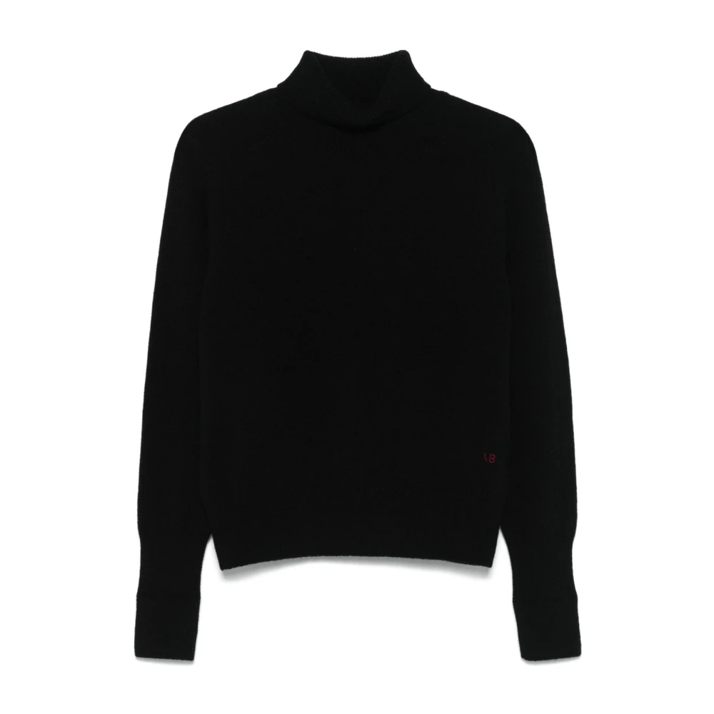 Victoria Beckham Black Turtlenecks, Female, M, Ribbed-Knit Turtleneck Jumper