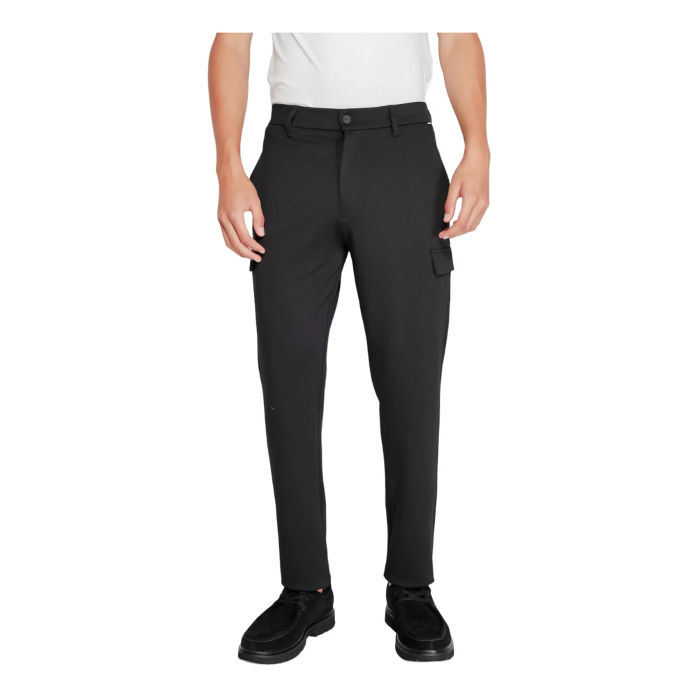 Calvin Klein Men's Black Slim-Fit Trousers, W34 L32, Knit Tapered Trousers Autumn/Winter Collection